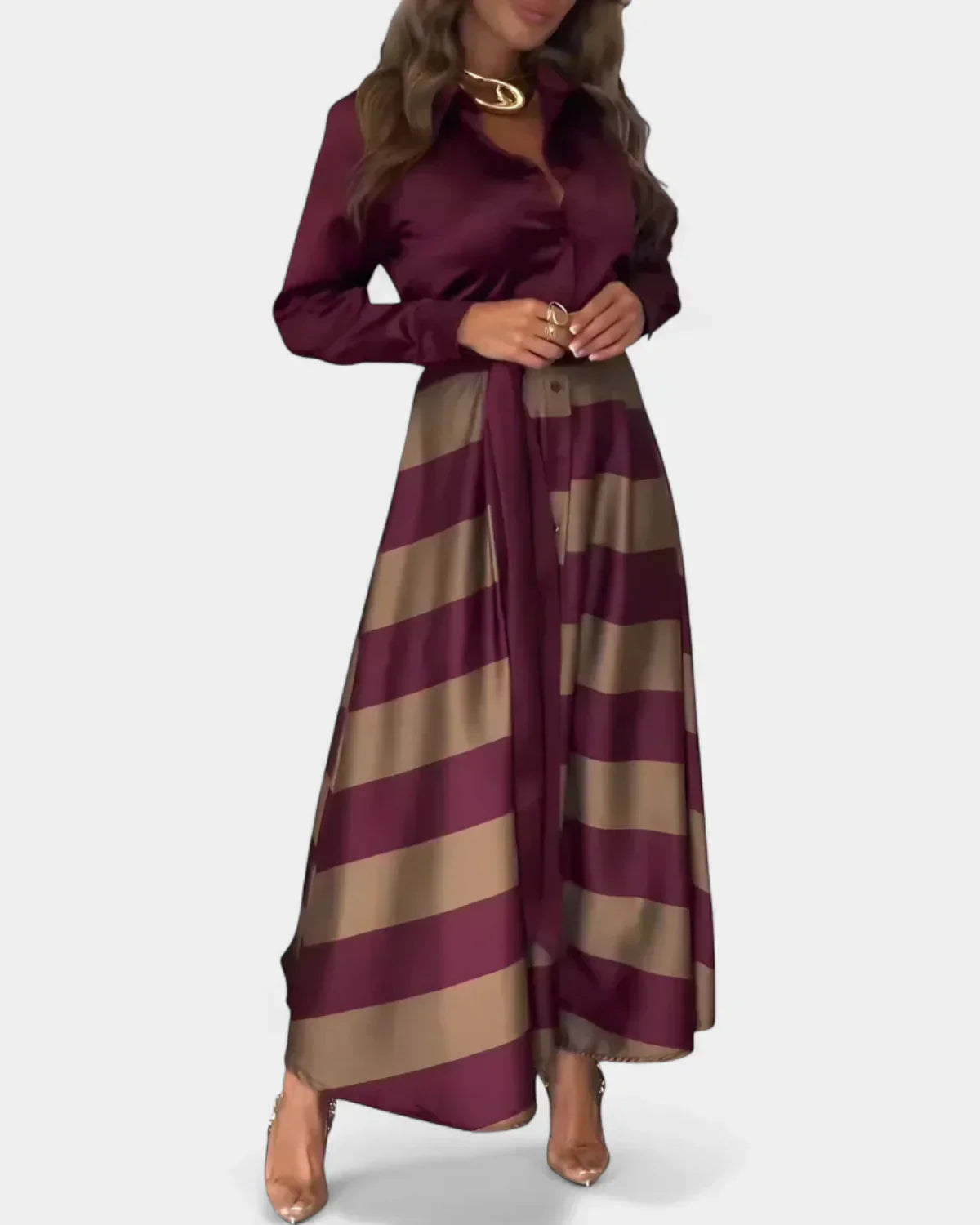 Nessia™ | Vestido con Rayas con Cinturón