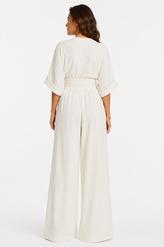 Mono elegante de escote cruzado