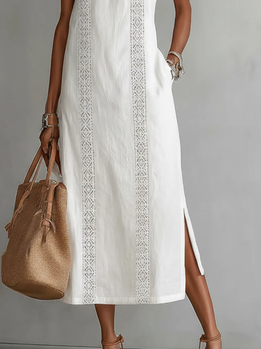 Jimena | Vestido Midi Elegante con Cuello Mao