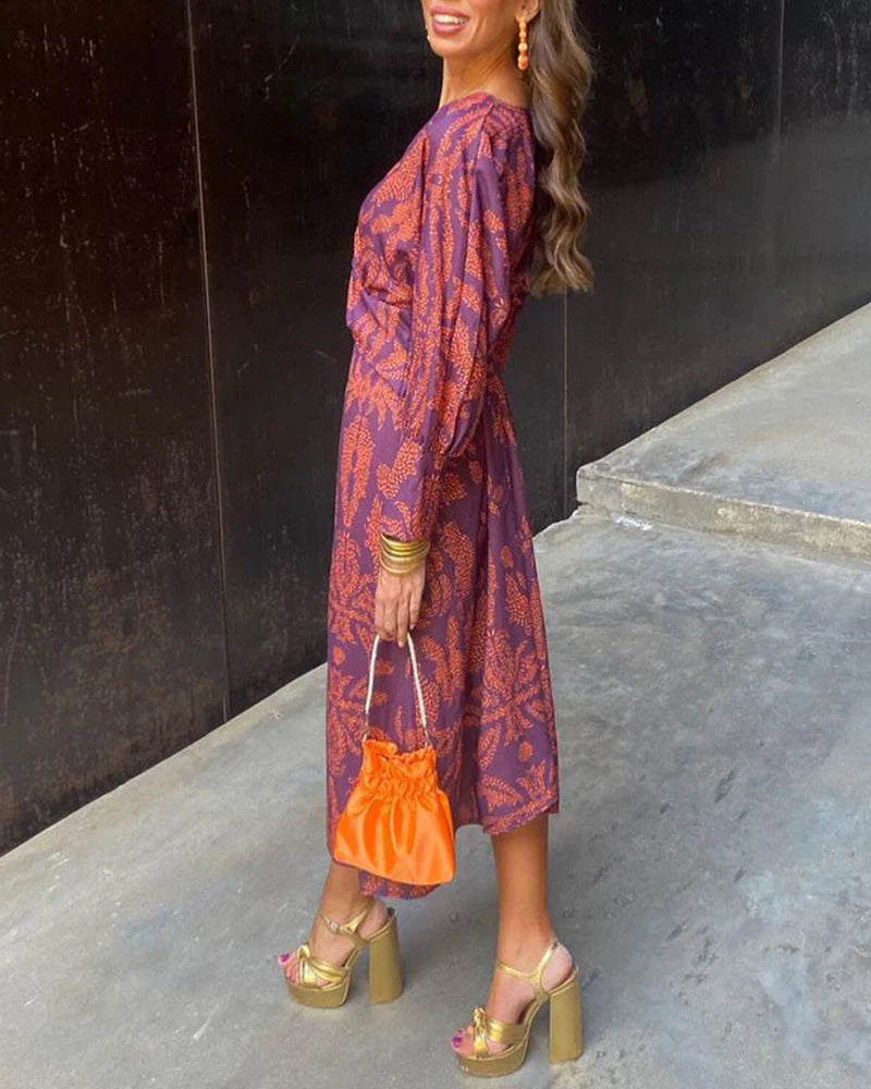 Isadora™ | Vestido Midi Elegante con Estampado de Encanto Atemporal