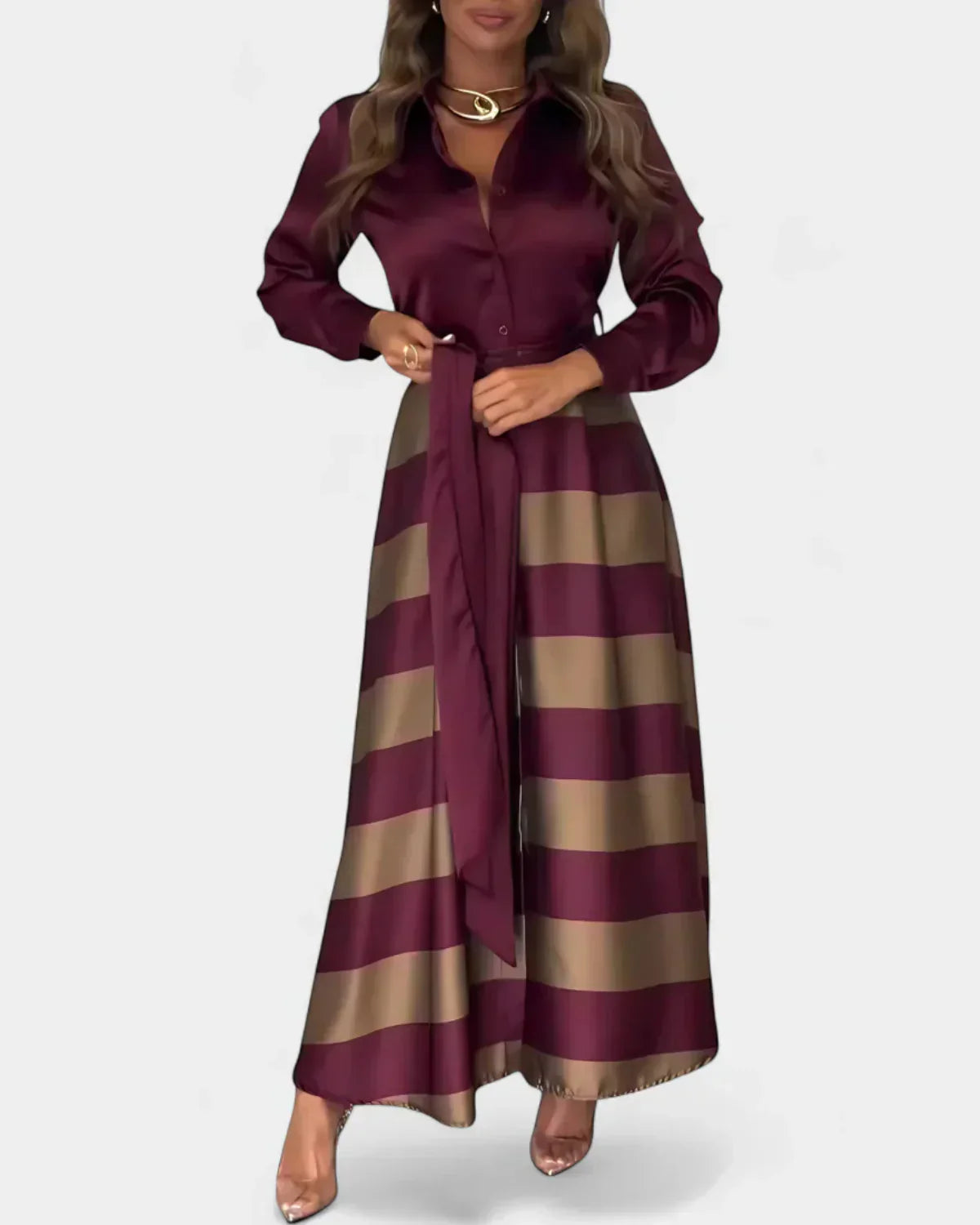 Nessia™ | Vestido con Rayas con Cinturón