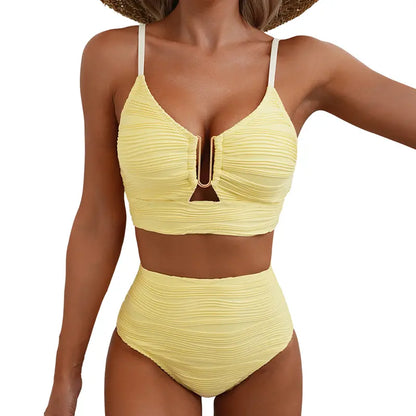 Bikini de tiro alto con efecto drapeado