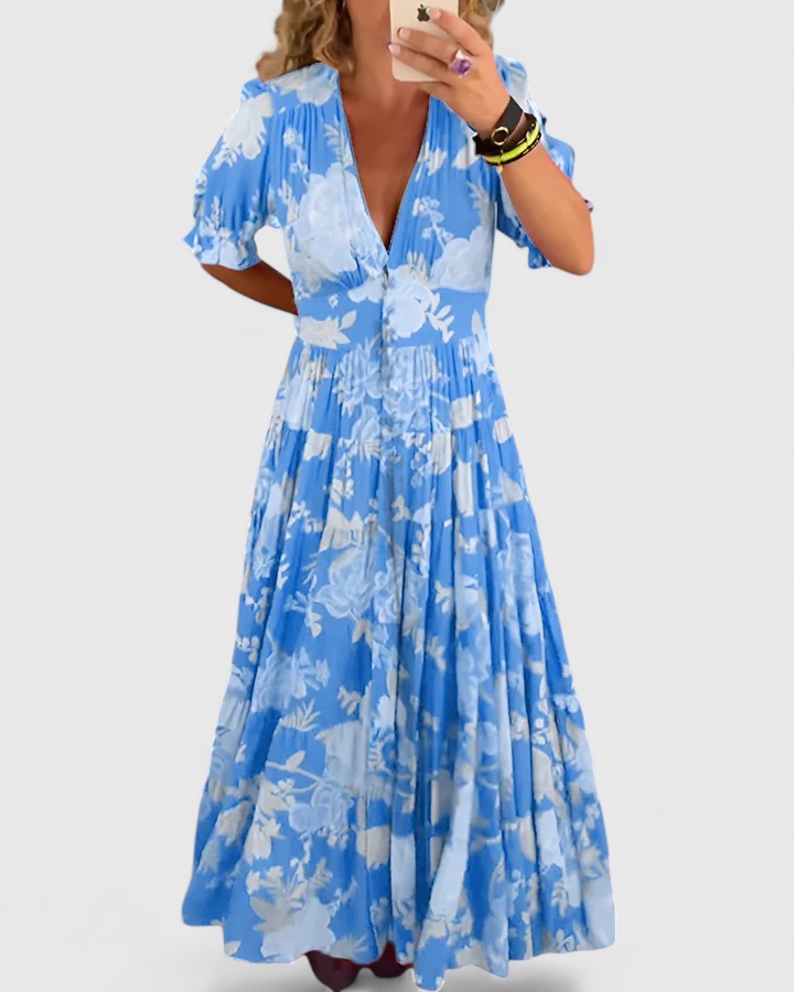 Minelda | Vestido Floral Elegante con Escote en V