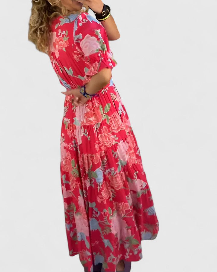 Minelda | Vestido Floral Elegante con Escote en V