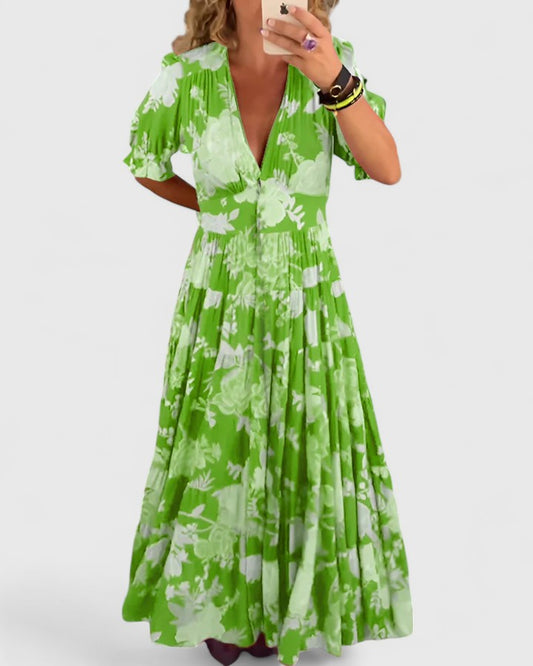 Minelda | Vestido Floral Elegante con Escote en V
