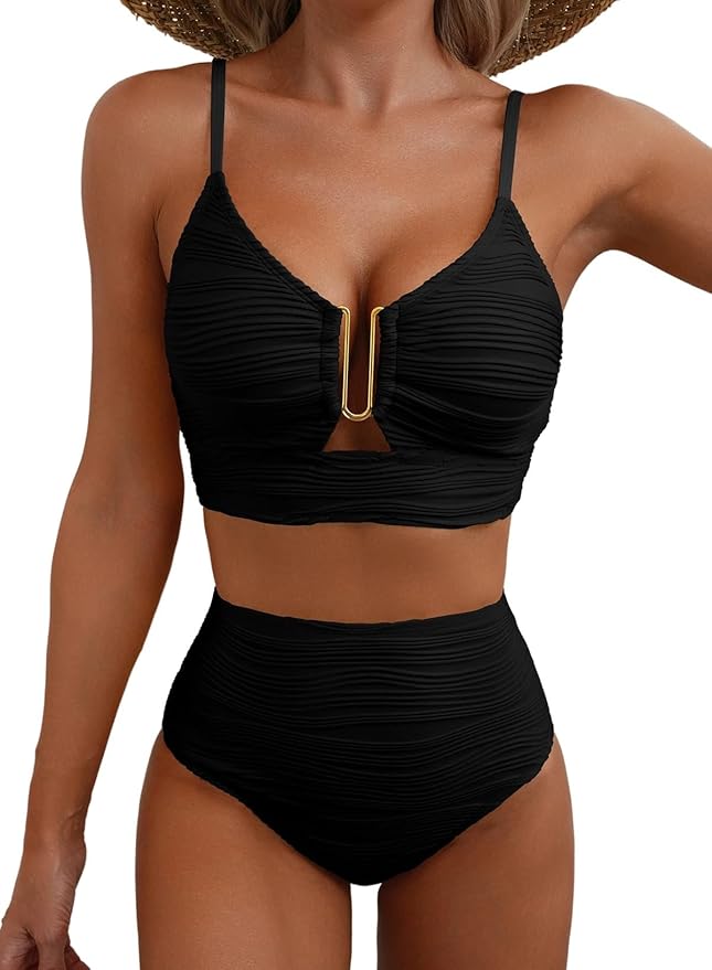 Bikini de tiro alto con efecto drapeado