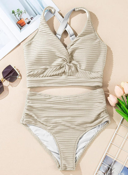 Bikini de tiro alto texturizado