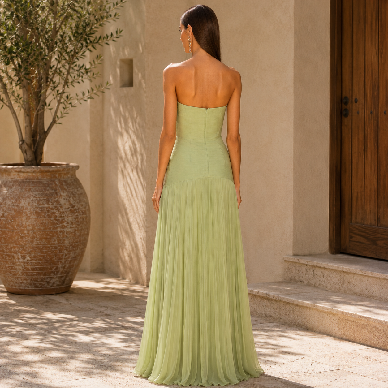 Arielle™ | Vestido largo strapless con caída fluida