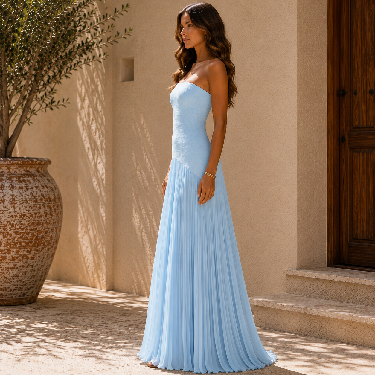 Arielle™ | Vestido largo strapless con caída fluida