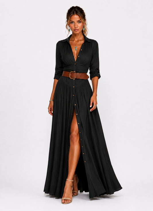 Vestido largo camisero