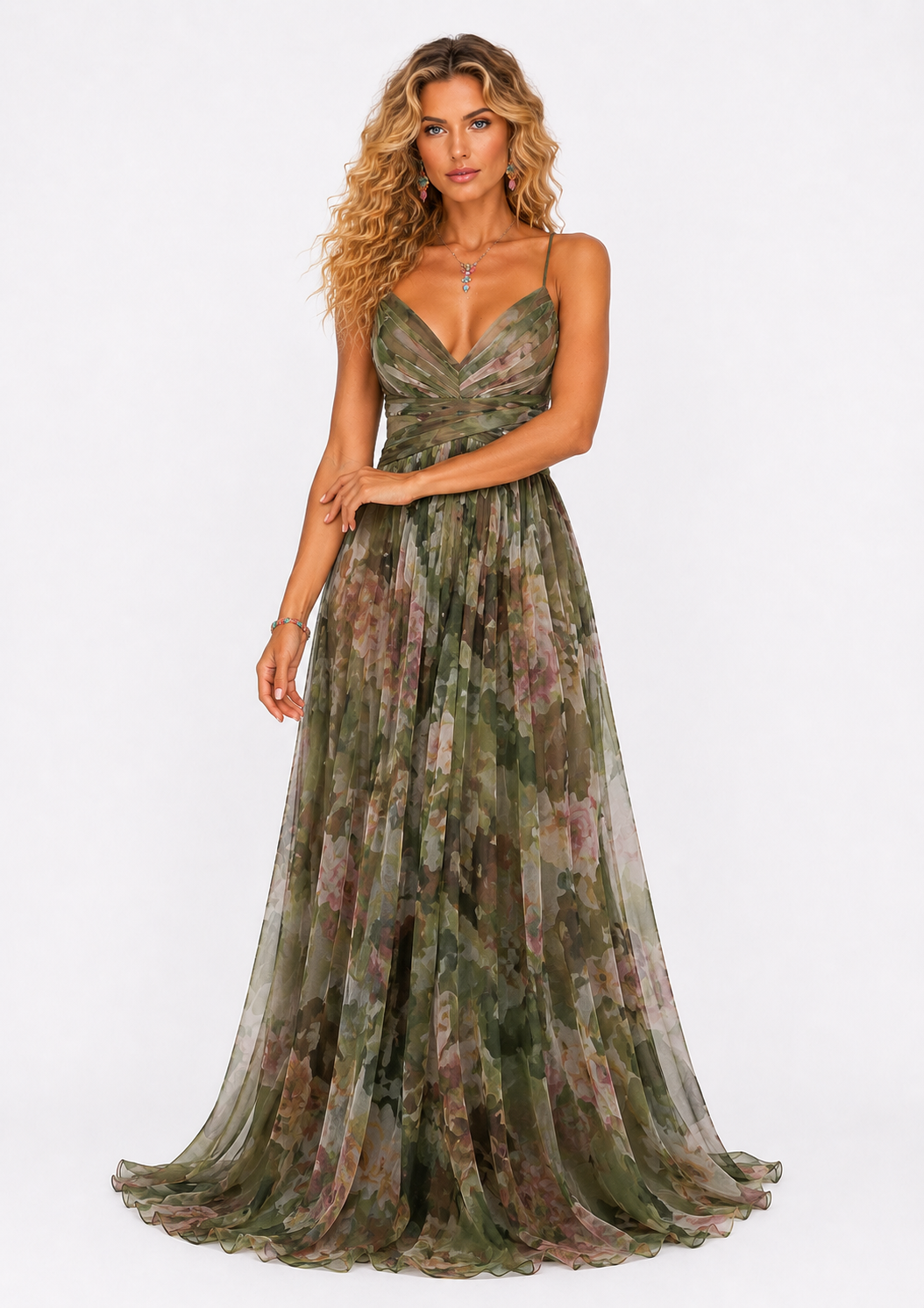 Vestido Largo con Estampado Floral