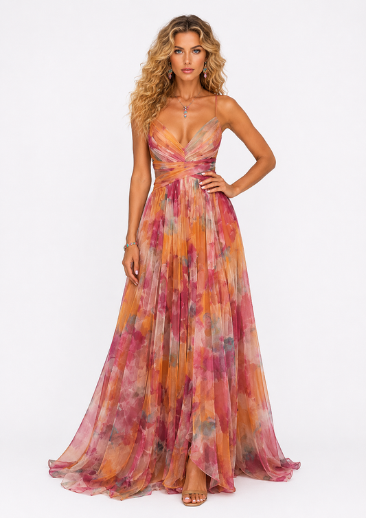 Vestido Largo con Estampado Floral