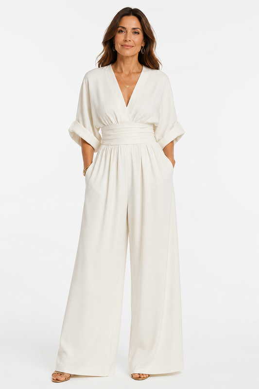 Mono elegante de escote cruzado