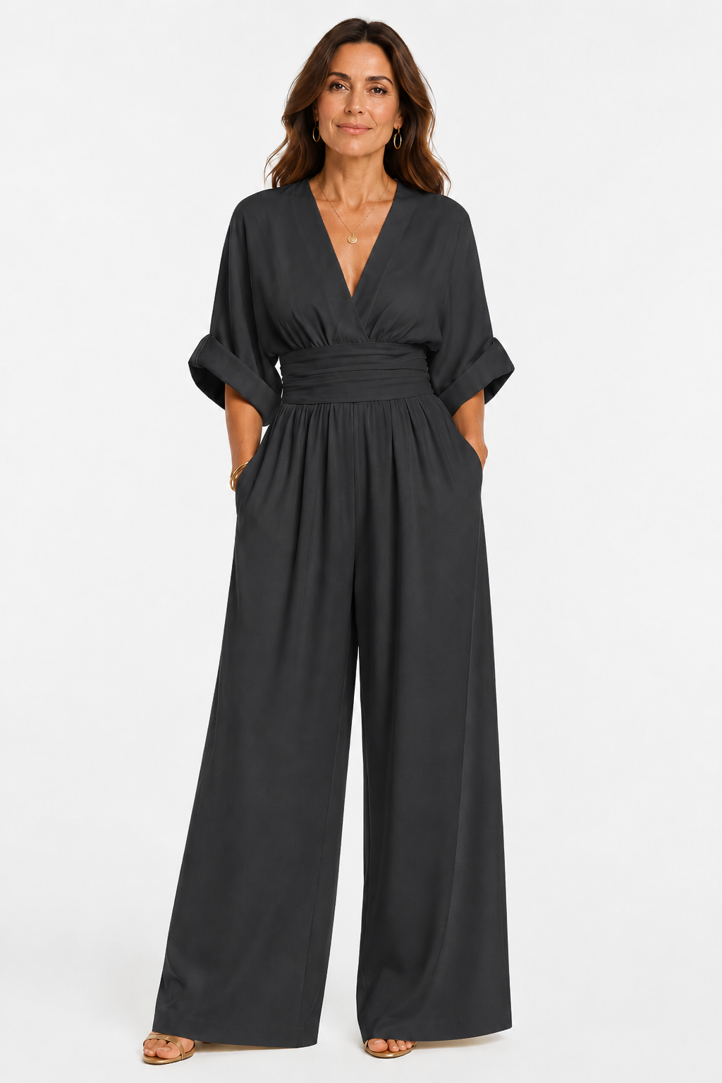 HOLBOX — Mono elegante de escote cruzado
