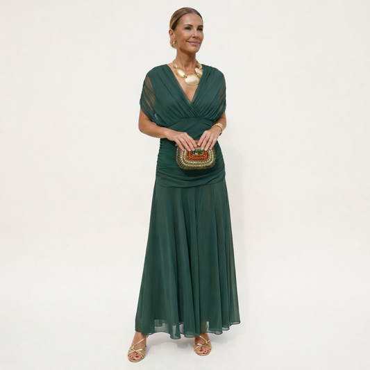Velora™ | Vestido Floral Largo con Escote en V