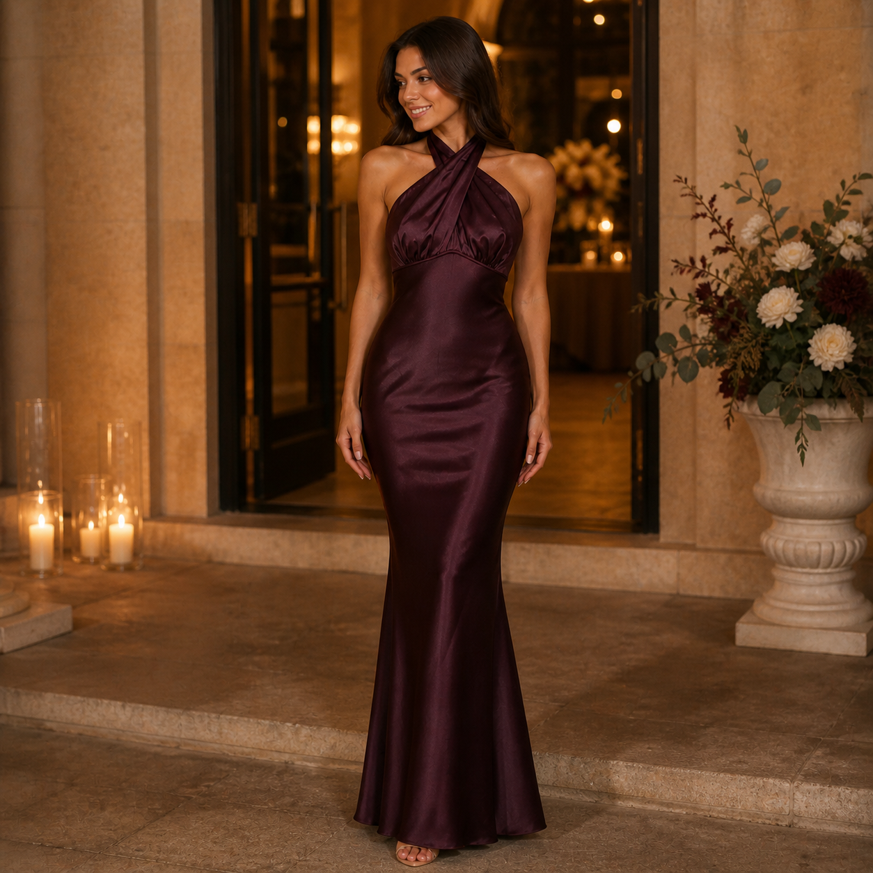 Luciana – vestido ajustado de caída satinada