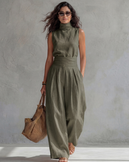 Conjunto Top y Pantalón Ancho Elegante