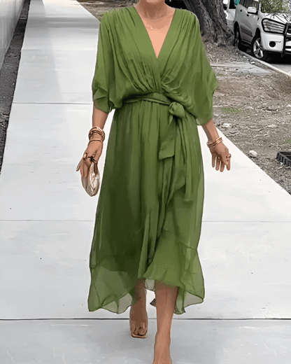 Vestido de chiffon con escote en V