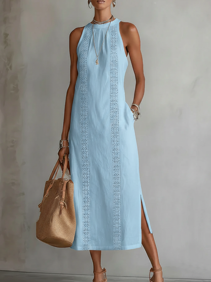 Vestido Elegante con Cuello Mao