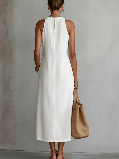 Vestido Elegante con Cuello Mao