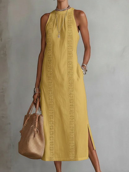 Vestido Elegante con Cuello Mao