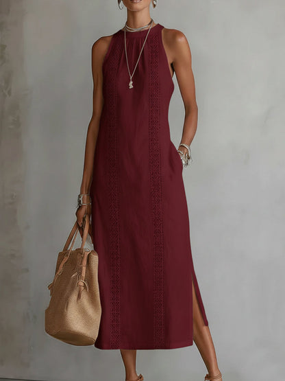 Vestido Elegante con Cuello Mao
