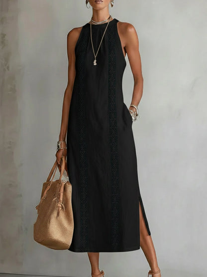 Vestido Elegante con Cuello Mao